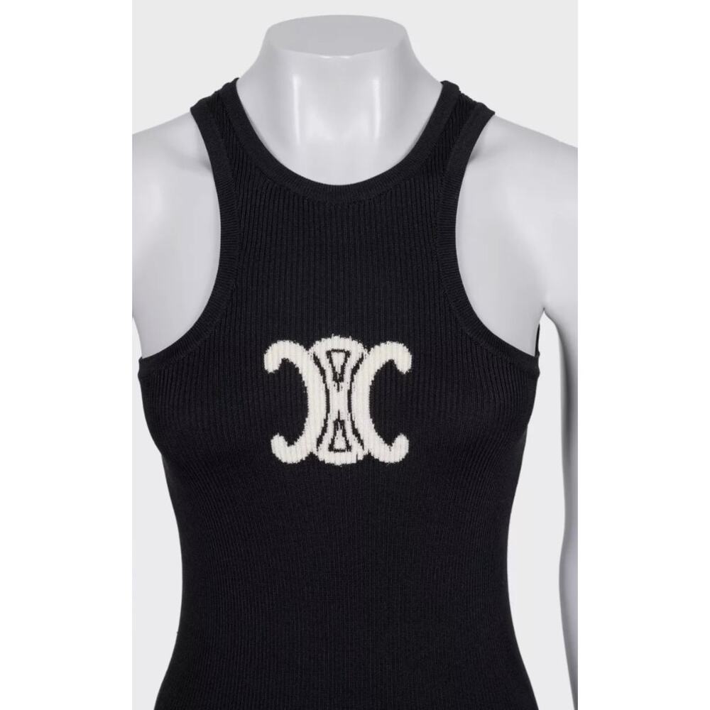 Celine Black Logo Bodycon Silk Blend Dress - Size M - Picture 4 of 7